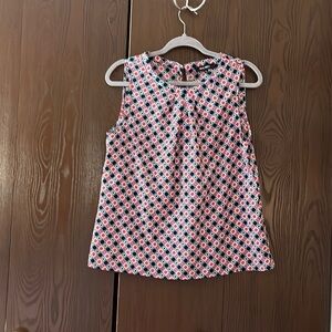 Nine West sleeveless turquoise/ white/ coral patterned blouse. Size Medium